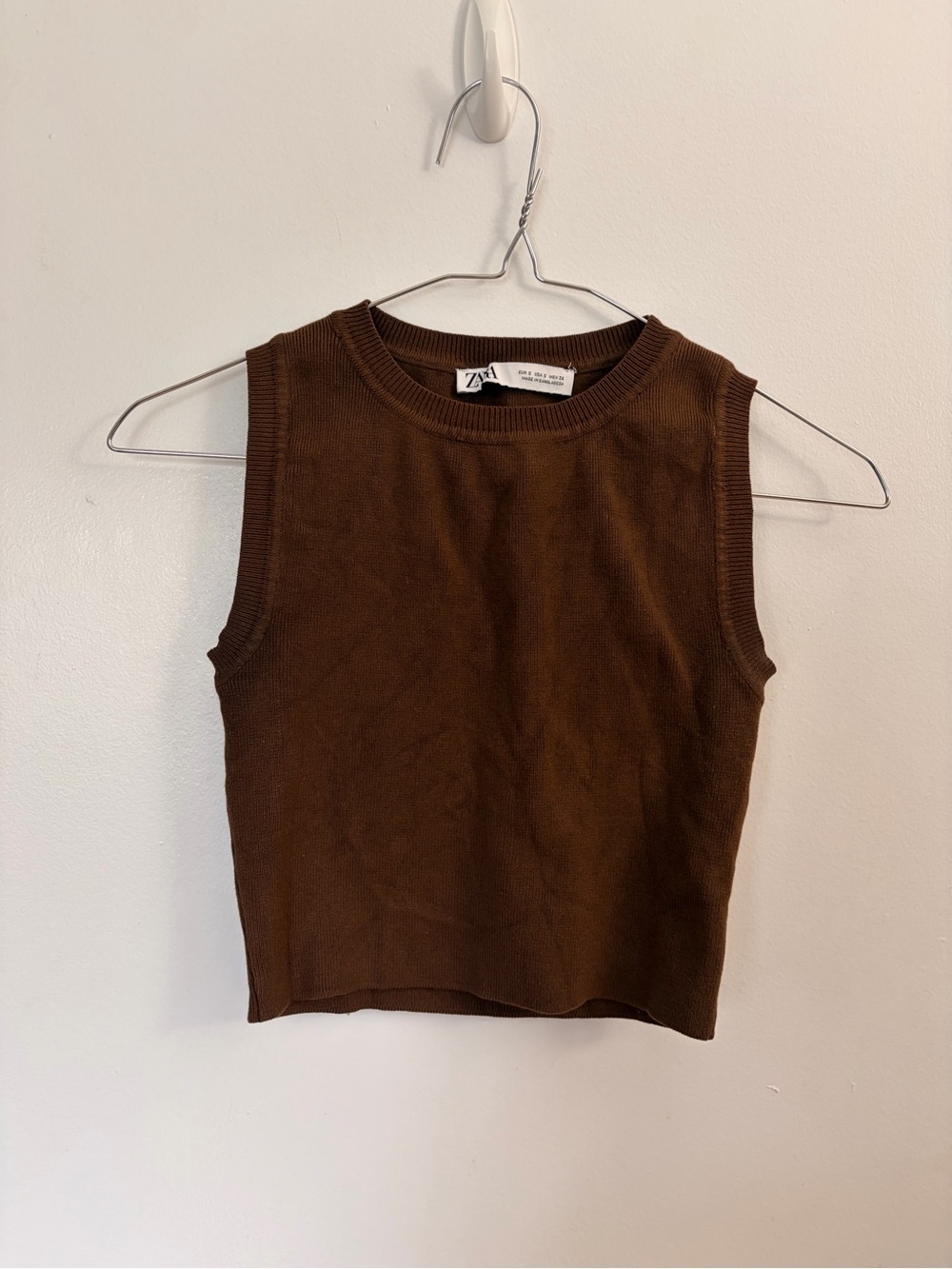 Zara Chocolate Brown Ribbed Knit Tank